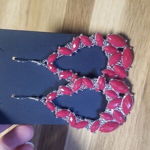 Red tear drop earrings